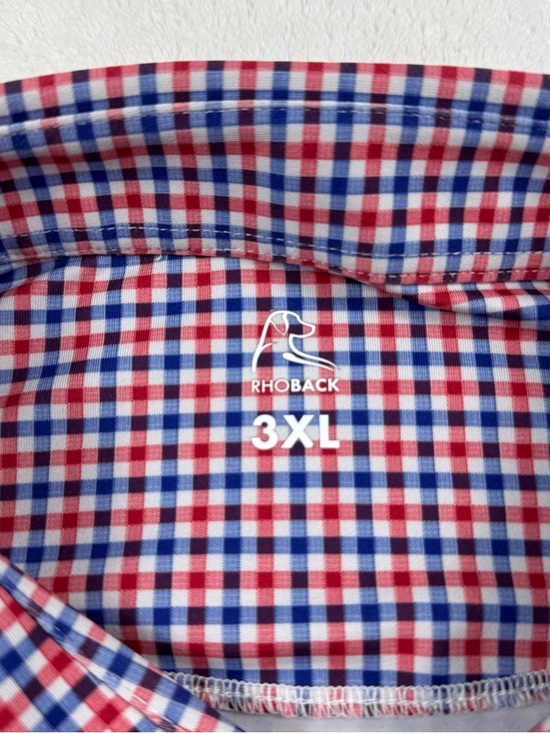 RHOBACK The patriot polo golf shirt men’s size 3XL Gingham check performance - Picture 5 of 12